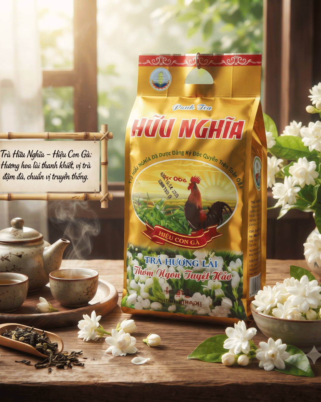 Trà Hương Lài Hữu Nghĩa – Hiệu Con Gà – Gói 250g